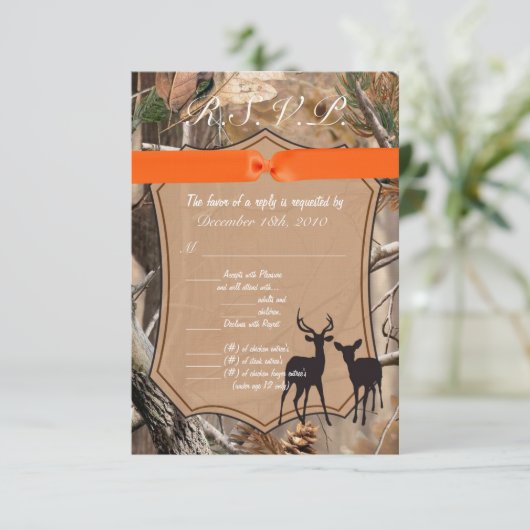 3.5x5 R.S.V.P. Kartenjäger Camouflage Camoflauge D Einladung (Stehend Vorderseite)