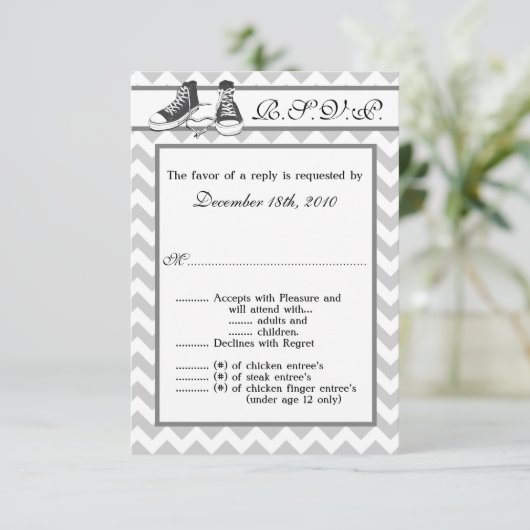 3,5x5 R.S.V.P. Kartenjugendschuhe Zickzack Strip Einladung (Stehend Vorderseite)