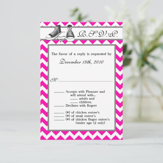 3,5x5 R.S.V.P. Kartenjugendschuhe Zickzack Strip Einladung (Stehend Vorderseite)