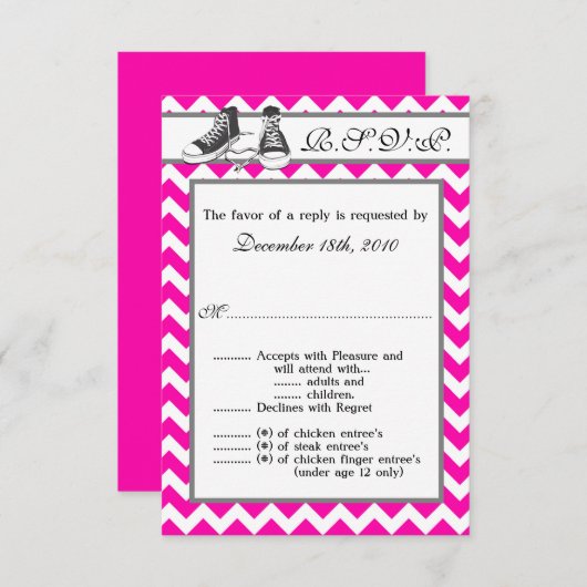 3,5x5 R.S.V.P. Kartenjugendschuhe Zickzack Strip Einladung (Vorne/Hinten)