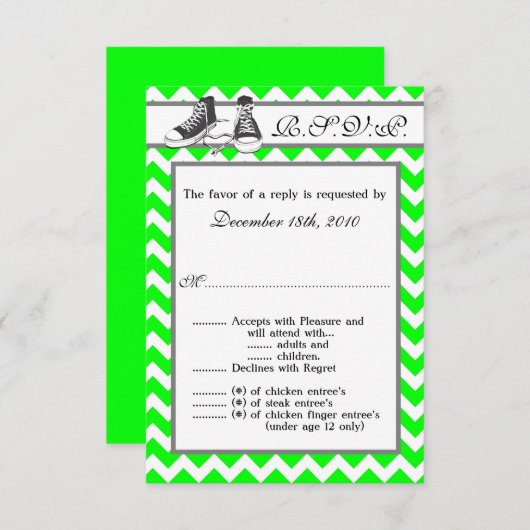 3,5x5 R.S.V.P. Kartenjugendschuhe Zickzack Strip Einladung (Vorne/Hinten)