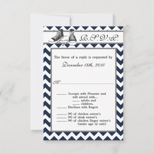 3,5x5 R.S.V.P. Kartenjugendschuhe Zickzack Strip Einladung (Vorderseite)