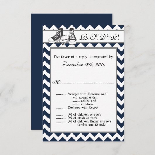 3,5x5 R.S.V.P. Kartenjugendschuhe Zickzack Strip Einladung (Vorne/Hinten)