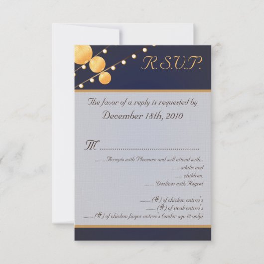 3,5x5 R.S.V.P. Kartenpapierleuchten Blau Einladung (Vorderseite)