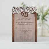 3.5x5 R.S.V.P. Kartenpferde auf der Holzlatte Einladung (Stehend Vorderseite)