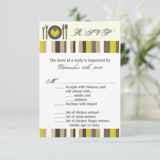 3.5x5 R.S.V.P. Kartenplatine China Silberware Plat Einladung (Stehend Vorderseite)