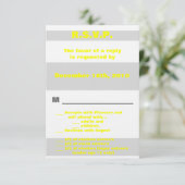 3,5x5 R.S.V.P. Moderner Neonstreifen Gelbes Retro Einladung (Stehend Vorderseite)