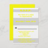 3,5x5 R.S.V.P. Moderner Neonstreifen Gelbes Retro Einladung (Vorne/Hinten)