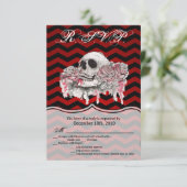 3.5x5 R.S.V.P. Rose des Kartenschädels Gothisch Zi Einladung (Stehend Vorderseite)