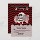 3.5x5 R.S.V.P. Rose des Kartenschädels Gothisch Zi Einladung (Vorne/Hinten)