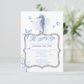 3,5x5 R.S.V.P. Seepferd Sea Ocean Beach Einladung (Stehend Vorderseite)