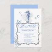 3,5x5 R.S.V.P. Seepferd Sea Ocean Beach Einladung (Vorne/Hinten)