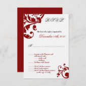 3,5x5 Red Floral Filigree R.S.V.P Karte (Vorne/Hinten)