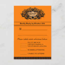 3.5x5 RSVP-Karte - Menü - Orange & Schwarz RSVP Karte