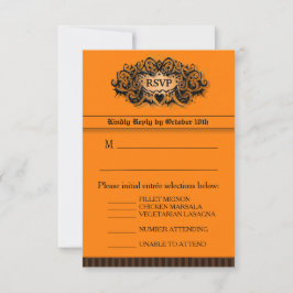 3.5x5 RSVP-Karte - Menü - Orange & Schwarz RSVP Karte