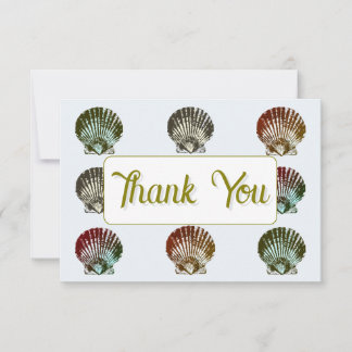 3.5X5" Seashell Pattern Flat Thank You Note Card Mitteilungskarte