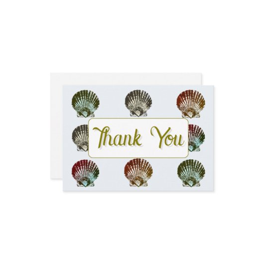3.5X5" Seashell Pattern Flat Thank You Note Card Mitteilungskarte (Vorderseite/Rückseite Beispiel)