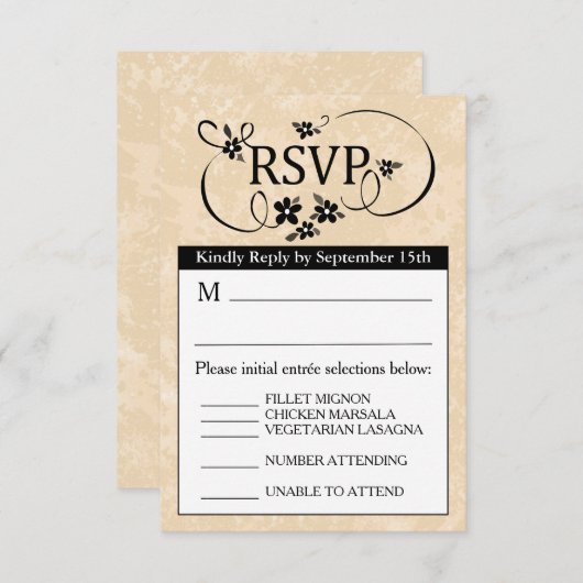 3.5x5 UAWG Menu Card - Schwarz-Weiß- und Schwarz-B RSVP Karte (Vorne/Hinten)