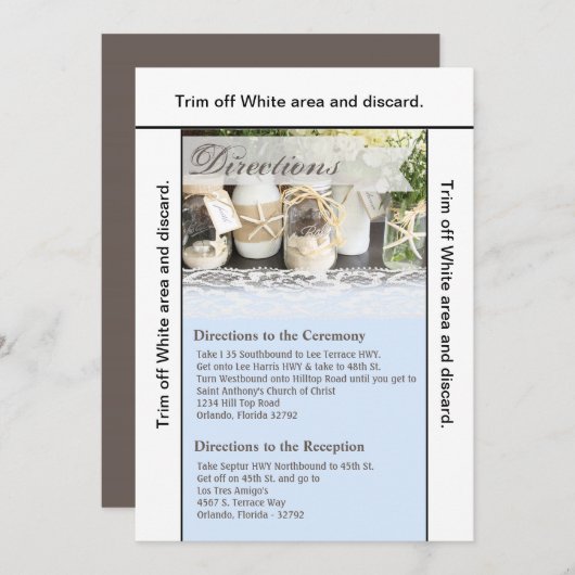 3.5x6 Anfahrt Card Beach Sea Mason Jars Ocean Einladung (Vorne/Hinten)