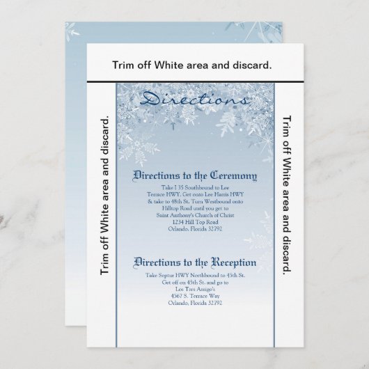 3.5x6 Anfahrt Card Kristallschneeflocken Winter Einladung (Vorne/Hinten)