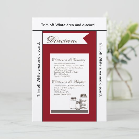 3.5x6 Anfahrt Card Mason Jar Land Rustikale Vas Einladung (Stehend Vorderseite)