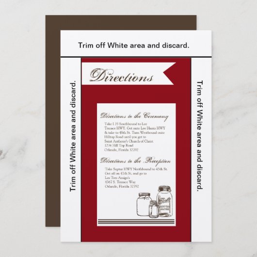3.5x6 Anfahrt Card Mason Jar Land Rustikale Vas Einladung (Vorne/Hinten)