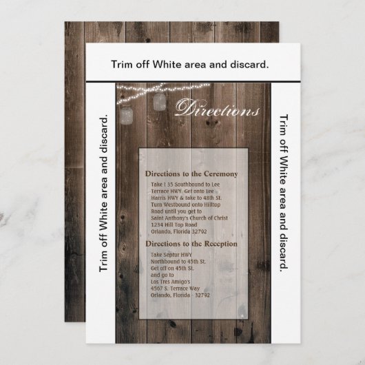 3.5x6 Anfahrt Card Mason Jar String Lights Barn Einladung (Vorne/Hinten)