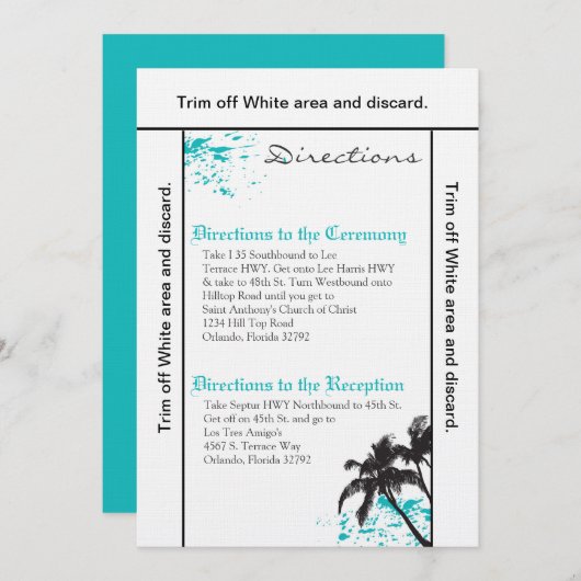 3.5x6 Anfahrt Card Strand Breeze Ocean Water Einladung (Vorne/Hinten)