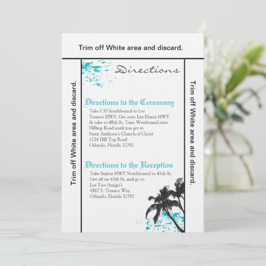 3.5x6 Anfahrt Card Strand Breeze Ocean Water Einladung (Stehend Vorderseite)