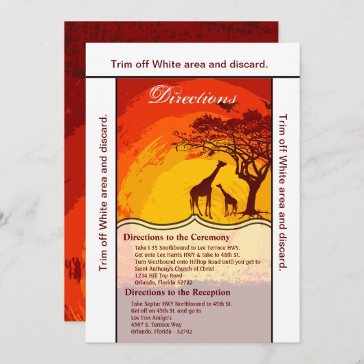 3.5x6 Anfahrt Karte Afrikanische Safari Giraffe Su (Vorne/Hinten)