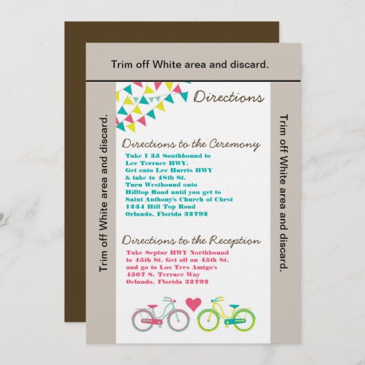 3.5x6 Anfahrt Karte Liebhaber des Fahrrads (Vorne/Hinten)