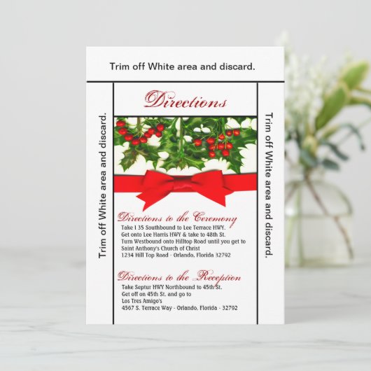 3.5x6 Anfahrtskarte Baughs Holly Berry Weihnachten Einladung (Stehend Vorderseite)