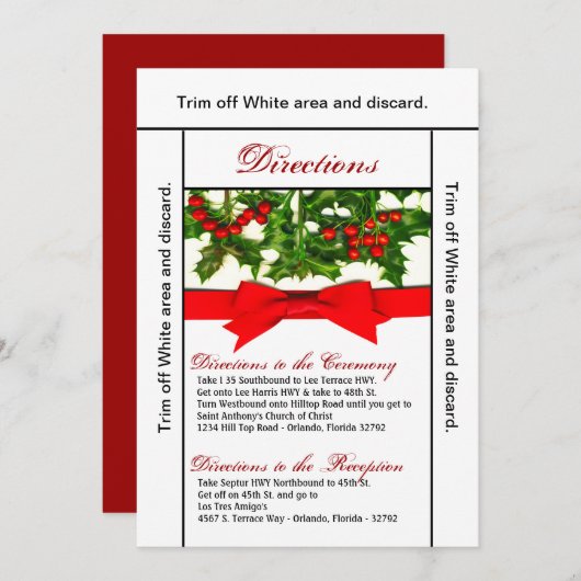 3.5x6 Anfahrtskarte Baughs Holly Berry Weihnachten Einladung (Vorne/Hinten)