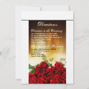 3.5x6 Direction Card Rote Rose Bouquet Bridal Flow Einladung