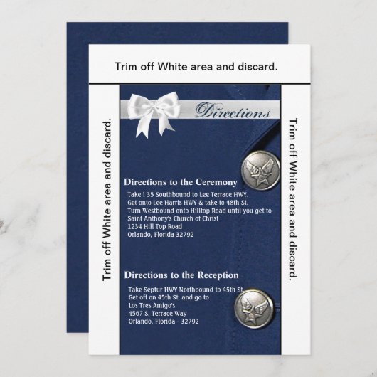 3.5x6 Directions Card Air Force Class A einheitlic Einladung (Vorne/Hinten)