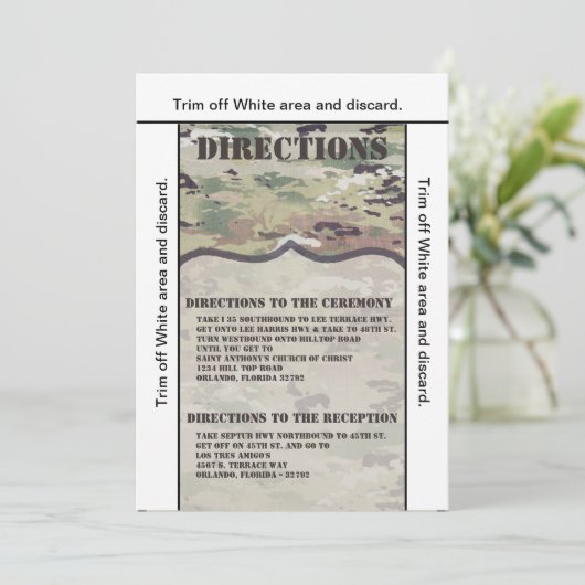 3.5x6 Directions Card Army Air Force OCP Camouflag Einladung (Stehend Vorderseite)