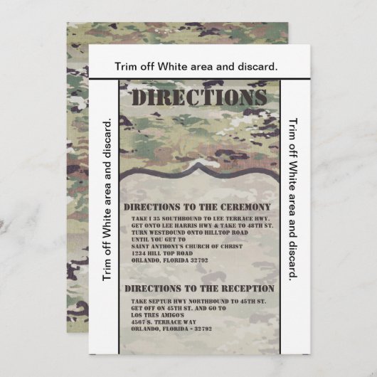 3.5x6 Directions Card Army Air Force OCP Camouflag Einladung (Vorne/Hinten)