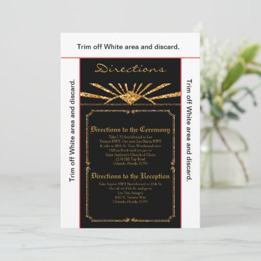 3.5x6 Directions Card Art Deco Roaring 20s GATSBY Einladung (Stehend Vorderseite)