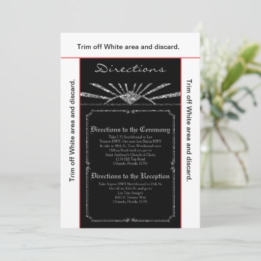 3.5x6 Directions Card Art Deco Roaring 20s GATSBY Einladung (Stehend Vorderseite)