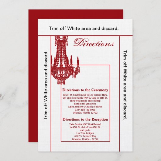 3.5x6 Directions Card Crystal Chandelier Glitz Gla Einladung (Vorne/Hinten)