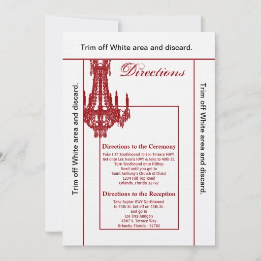 3.5x6 Directions Card Crystal Chandelier Glitz Gla Einladung (Vorderseite)