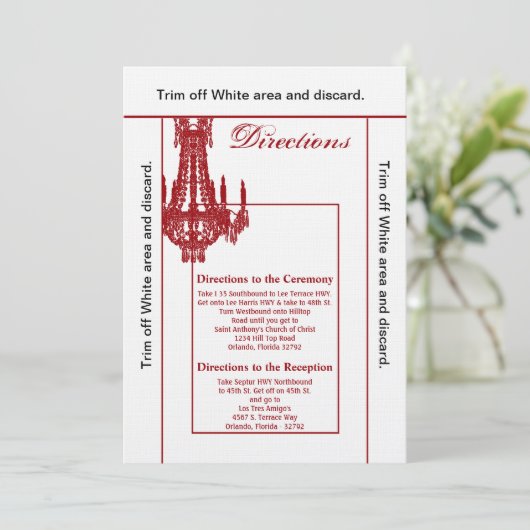 3.5x6 Directions Card Crystal Chandelier Glitz Gla Einladung (Stehend Vorderseite)