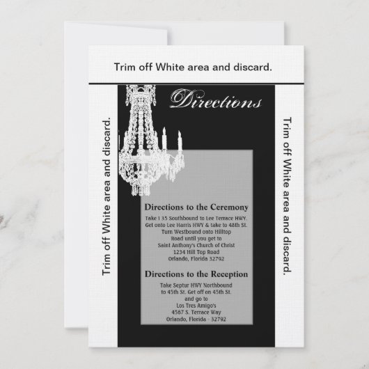 3.5x6 Directions Card Crystal Chandelier Glitz Gla Einladung (Vorderseite)