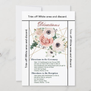 3.5x6 Directions Card Geometric Garden Rose Anemon Einladung