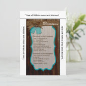 3.5x6 Directions Card Mason Jar Initials Rustikal Einladung (Stehend Vorderseite)