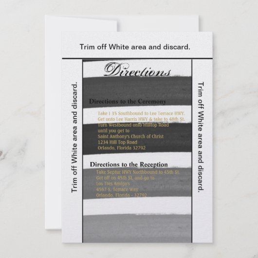 3.5x6 Directions Card Ombre Stripe Black Line Fad Einladung (Vorderseite)