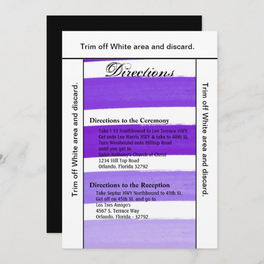 3.5x6 Directions Card Ombre Stripe Lila Line Fad Einladung (Vorne/Hinten)