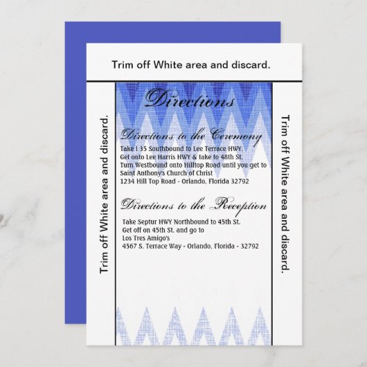 3.5x6 Directions Card Ombre Zickzack Blue Einladung (Vorne/Hinten)