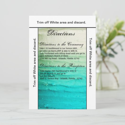 3.5x6 Directions Card Ombre Zuckerguss Blue Einladung (Stehend Vorderseite)