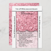 3.5x6 Directions Card Rose Gold Glitzer Einladung (Vorne/Hinten)